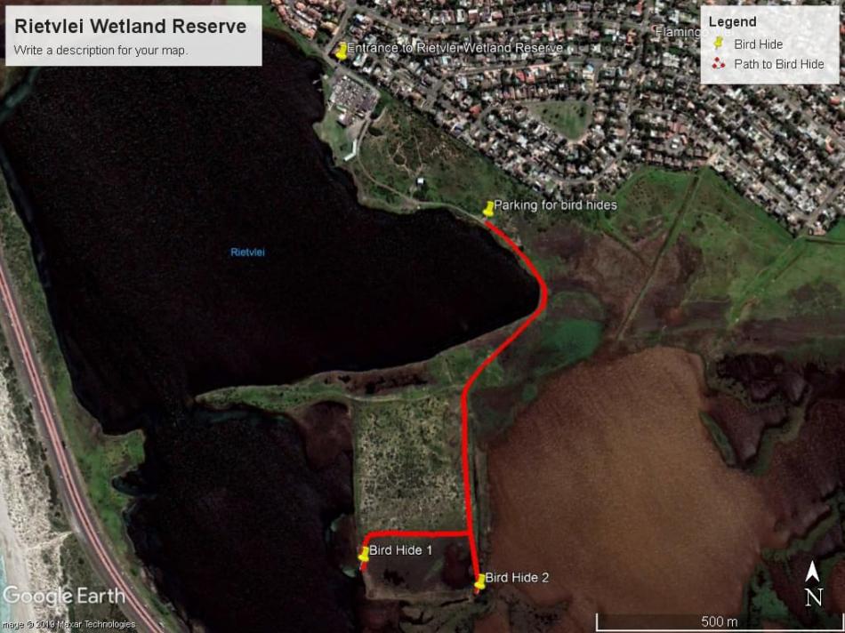 Map of Rietvlei Wetland Reserve Bird Hides, Cape Town