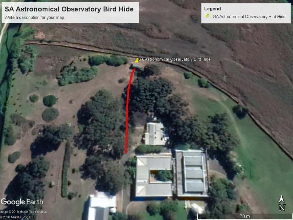 Map of SA Astronomical Observatory Bird Hide, Cape Town